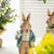Glitzhome® 9.75" Easter Resin Bunny Couple with Coffee and Tulips Table Decor